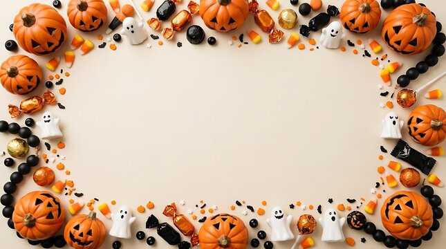 A delightful halloween scene featuring an abundance of charming pumpkins spooky treats and festive decorations creating a perfect backdrop for seasonal celebrations and creative
