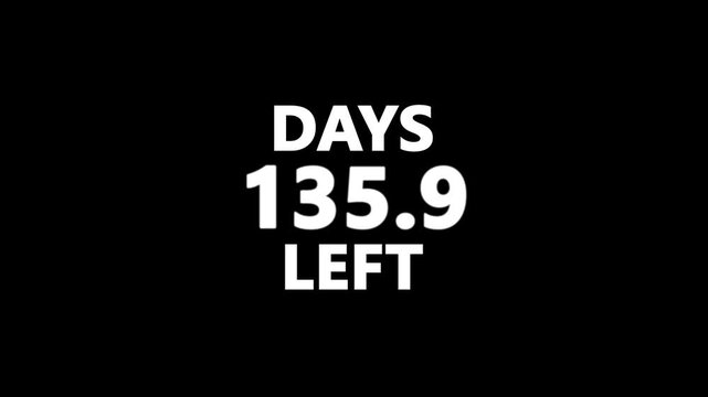 White flip style 365 days left countdown appears on transparent background.