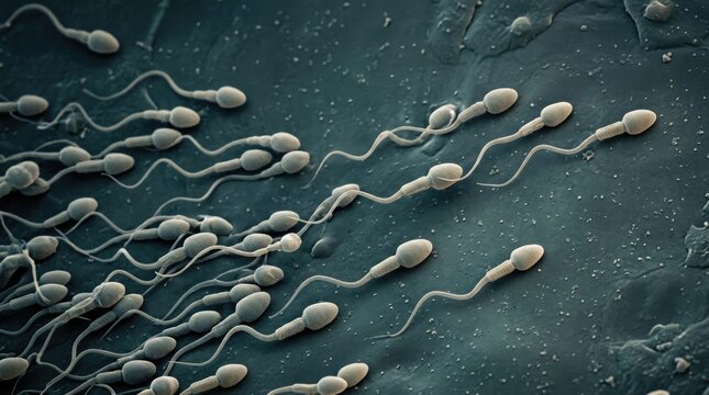 Fertility microscopic process: sperm navigation, egg fertilization, early development, human reproduction, internal journey, female system, cellular division.