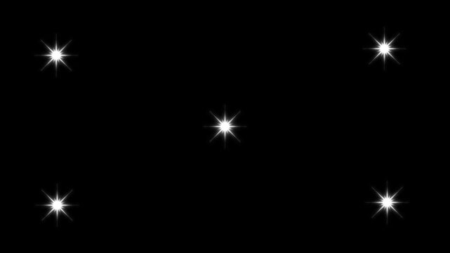 High-quality star twinkle background animation with sparkling particle lights floating on a black night sky black screen background,  4k star sparkle vector doodles, glowing light effect