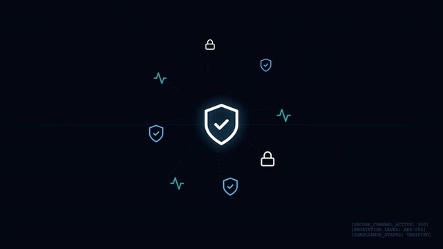 secure digital network protecting sensitive data with verified compliance and encryption symbolizing modern cybersecurity and privacy.