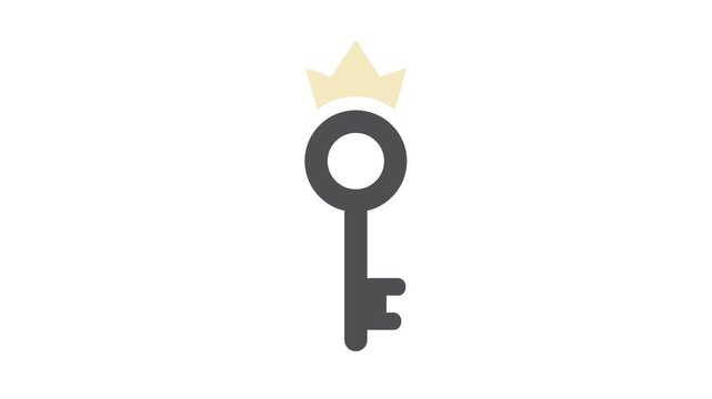 Key logo with crown combination in flat vector design.