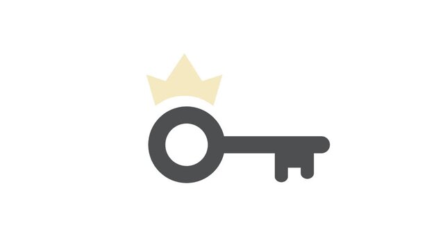 Key logo with crown combination in flat vector design.