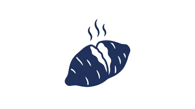 Roasted sweet potato icon with steam rising from the split flesh for autumn street food and yaki imo