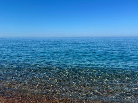 Calm blue sea and clear sky 
