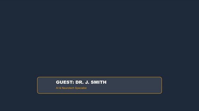 Lower third for guest dr. j. smith, ai and neurotech specialist, modern broadcast overlay for interviews and presentations animation 4k
