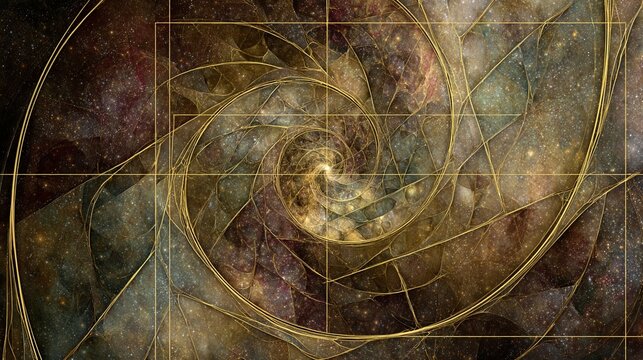 Golden Ratio Spiral Pattern Representing Cosmic Harmony and Mathematical Beauty