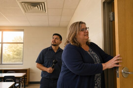 School Indoor Air Quality Explainer Set Empty Classroom After