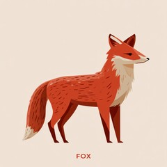 Naklejka premium Fox designed with clean lines and flat shapes, showcasing a russet palette, suitable for various creative uses and projects