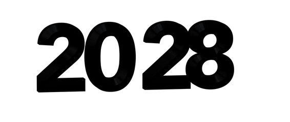Black 2028 text design isolated on white, perfect for new year greetings and future relat © vegefox.com