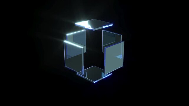 3d glass boxes assembler bg seamless looped animation 4k