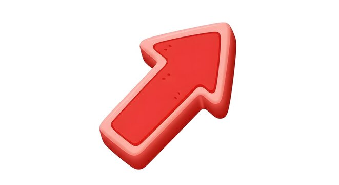 3D red direction arrow pointing up isolated on white background symbolising upward progress and growth