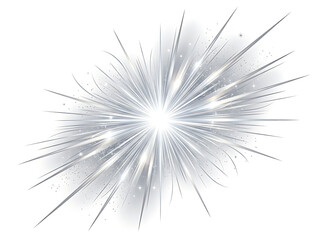 Fototapeta premium Bright silver light burst with radial particles isolated on white background particles explosion abstract metallic sparkles starburst movement background