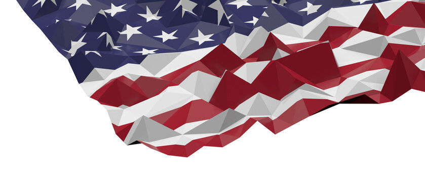 Abstract representation of the American flag in a geometric low poly style