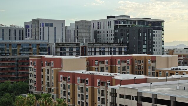 Aerial View of Off Campus housing near ASU in Tempe Arizona. 