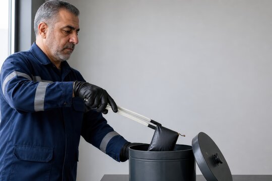Battery Recycling Drop Off Facilities Russian Worker Safely Isolating