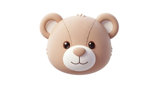 cute little teddy bear head illustration isolated on white background for kids design and baby greeting cards with friendly facial expression