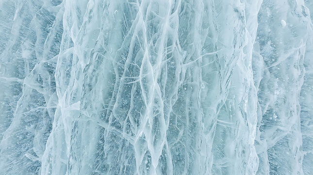 Majestic icy formation with intricate crystalline structures reflecting cold winter landscapes and frozen water textures
