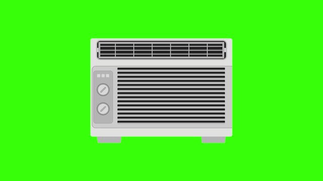 Window Air Conditioner Unit Vibrating High Speed On Green Screen Loop