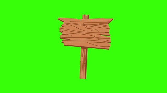 Wooden Signboard Swaying on Green Screen Chroma Key Loop