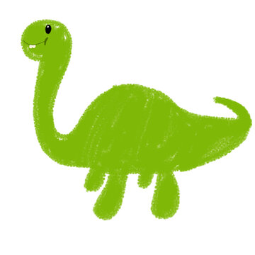 Brontosaurus and brachiosaurus crayon illustration