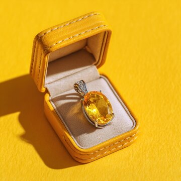 Citrine pendant in yellow box