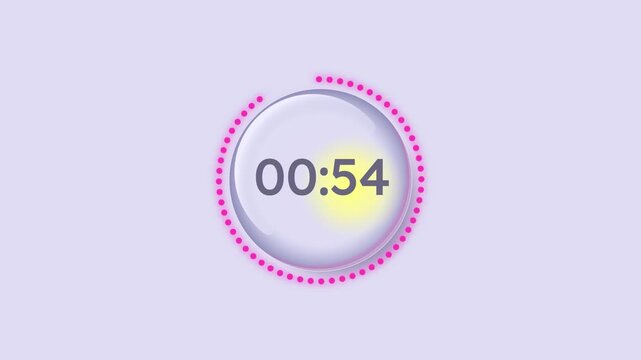 Authentication session pink dotted glossy circular countdown animation. Fitness rest period animated timer progress indicator for light theme. Modern UI. Loading state. HD video with alpha channel