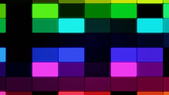 vibrant abstract background featuring a dynamic grid of glowing colorful rectangular light blocks for modern tech concepts