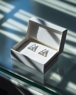 Silver earrings in white gift box