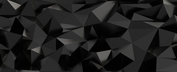 Fototapeta premium Abstract dark polygonal background with geometric low poly texture and subtle shadows.