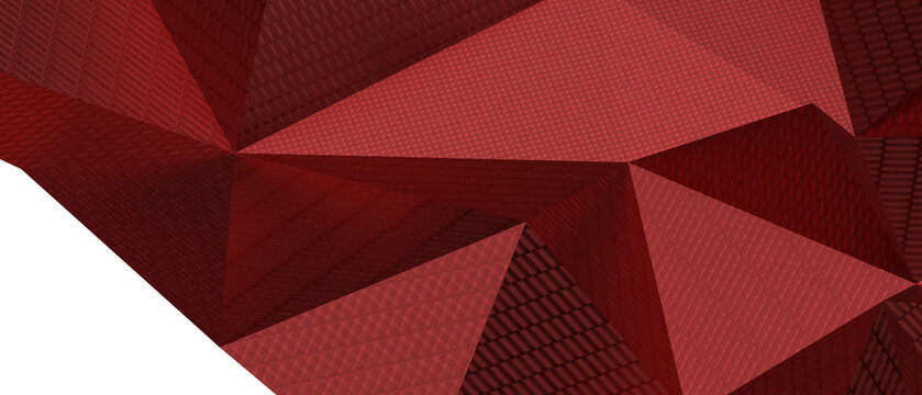 Detailed abstract geometric design with deep red hues and intricate surface textures