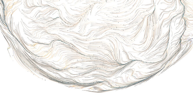 Flowing abstract lines texture with intricate swirling patterns on a white background.