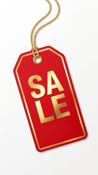 red sale tag. Vector discount tag. Black Friday tag. sale paper tag banner. red sale tag with the words "sale". Sale inscription in gold