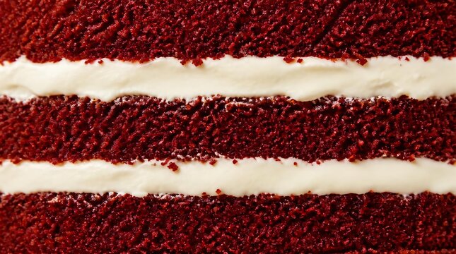 Close up of red velvet cake layers with creamy filling background