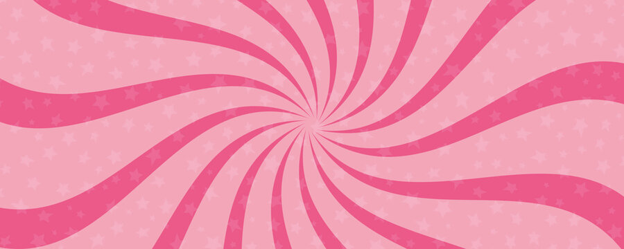 Sweet candy swirl background with pink cream spirals and retro starburst pattern. Colorful lollipop texture for vibrant posters and playful dessert designs.