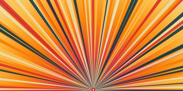 Retro sunburst explosion background with warm orange and red rays radiating from center.
