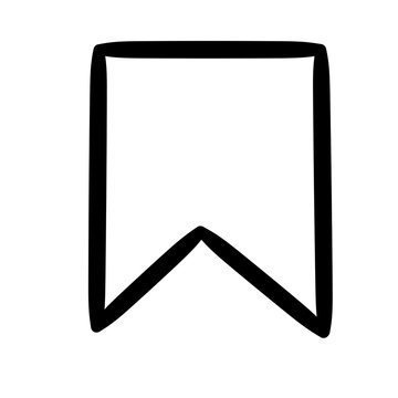 Simple black outline bookmark icon or digital save tag symbol on white background