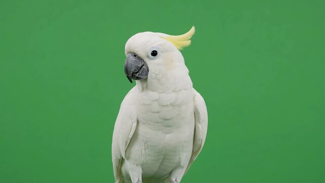 Parrot Relaxed Beak Grinding on Green Screen Background
