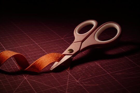 Ribbon Cutting Ceremony with Scissors on Dark Craft Mat