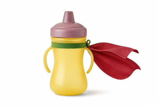 Superhero sippy cup with cape for playful kids hydration