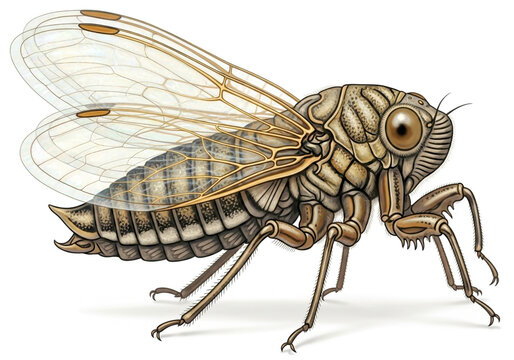 Detailed illustration of a green cicada insect