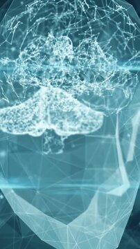Futuristic AI brain digital network in human head