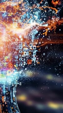 Futuristic AI profile with glowing digital brain