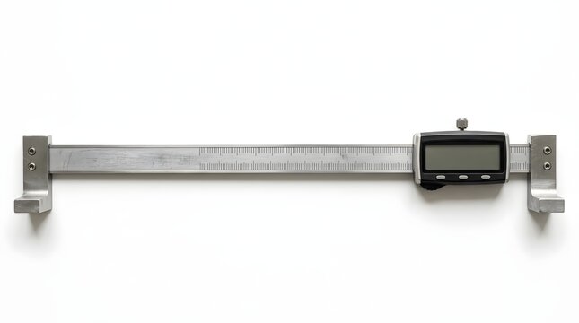Digital caliper with digital display on white surface