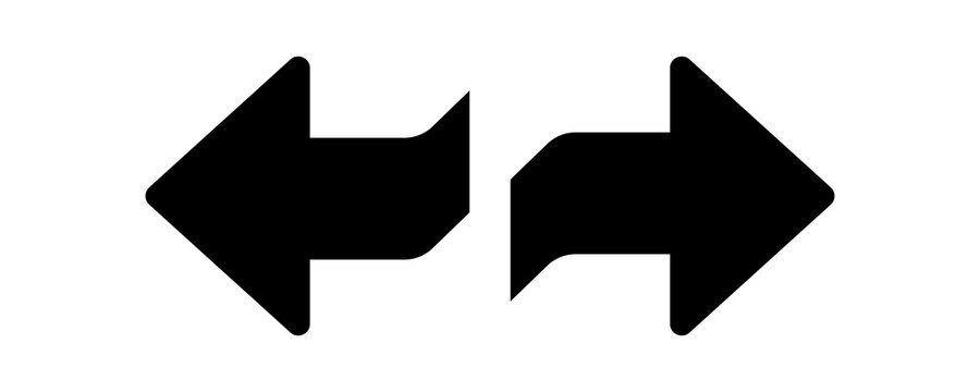 Black navigation back and next arrow icons on transparent background for user interface isolated on transparent background.