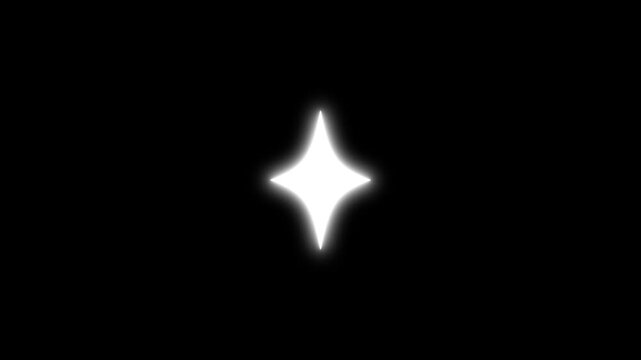 Twinkle star glitter sparkle, white blinking shining stars animated, flat vector doodle sparkle, glowing light trails, sparkling glitter stars, 2D shining twinkle effect on black background.4k video