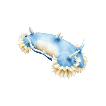 Blue Nudibranch Sea Slug on Black Background
