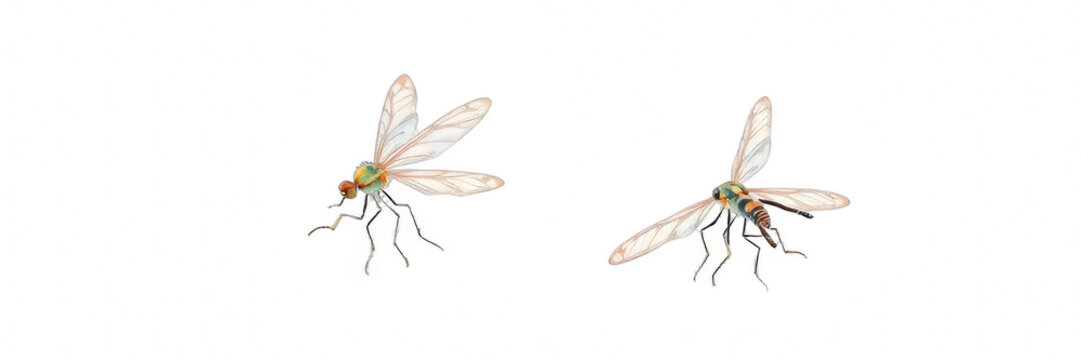Two realistic gnat insects isolated on black