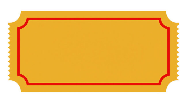 Yellow ticket voucher coupon isolated on transparent background PNG element
