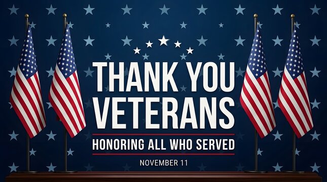 Thank You Veterans banner honoring all who served on November 11